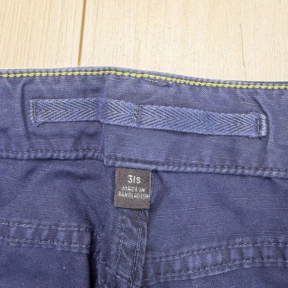 Banana Republic Mens Cotton Linen Cargo Pants Navy Blue Size 31 Short Drawstring